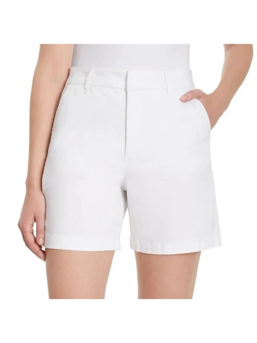 NWT Gloria Vanderbilt Chino Shorts Women’s 16 White Mid Rise Stretch Twill